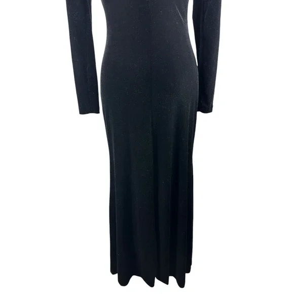 Vtg Lauren Ralph Lauren Velvet Black Maxi Dress Drape Back Evening Gown Medium - Picture 9 of 15